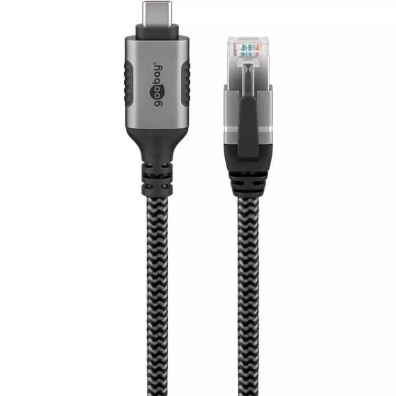 Goobay 70753 Cabo USB-C para RJ45 Ethernet CAT 6 para ligação de internet com fios estável com router/modem/switch de rede/substitui adaptador USB para RJ45 / 1