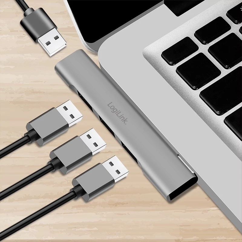 Hub LogiLink USB 3.2 Gen1 4 portas USB-A 1x USB3.0 AF 3x USB2.0 AF UA0436