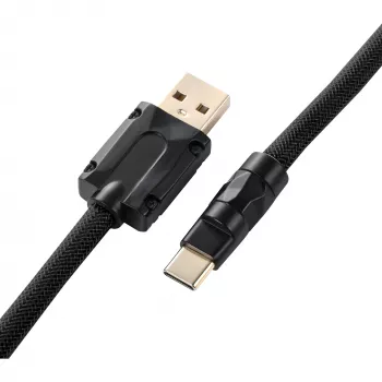 Sharkoon SGK50 Cabo espiral Aviator para SKILLER SGK50, USB-A para USB-C, 1,85 m, titânio/preto