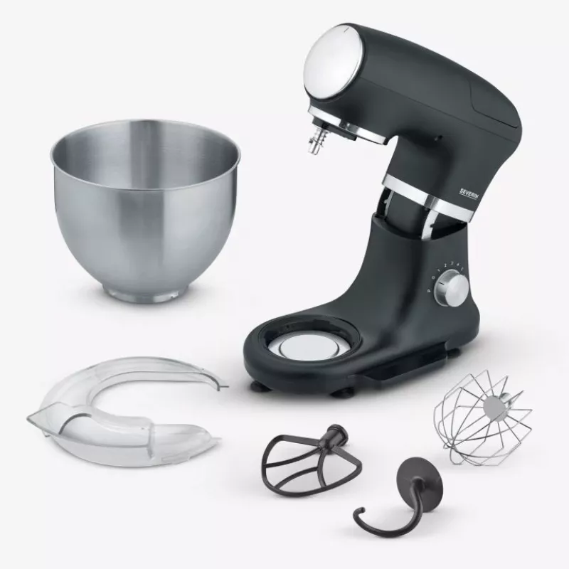 Robot de cozinha Severin KM 3898 1000 W 5,5 L preto aço escovado prateado