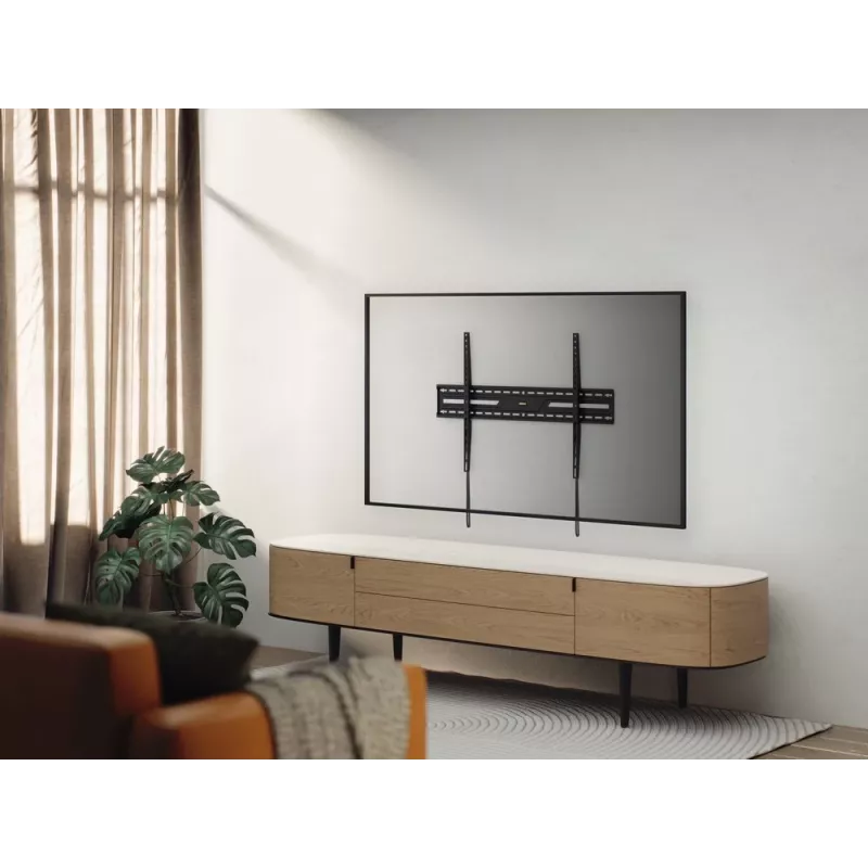 Suporte de parede fixo para TV GEMBIRD WM-100F-01 para ecrãs de 43–100 polegadas, aço, carga máx. 75 kg, VESA 75x75–900x600