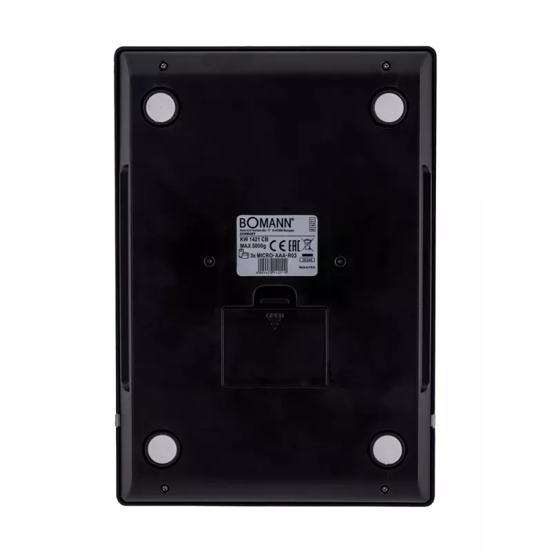 Bomann KW 1421 CB balança de cozinha, ecrã LCD, aço inoxidável, 160 x 230 x 18 mm, AAA, preta (614211)