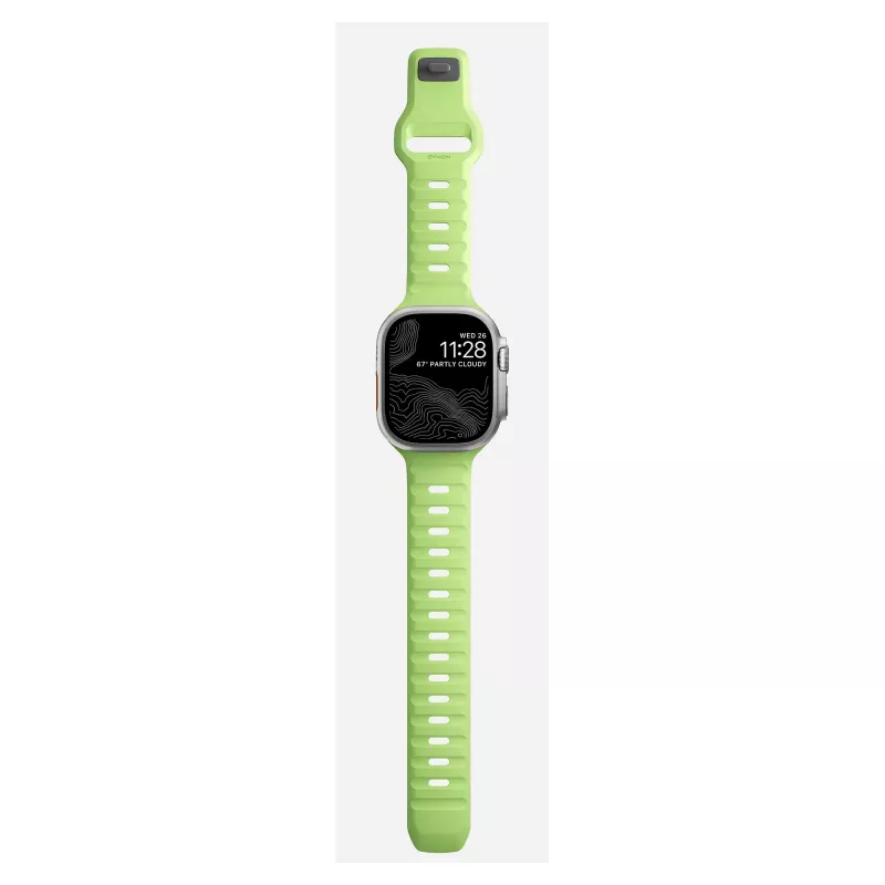 Pulseira Nomad Sport Band verde-clara de borracha — largura 21,5 mm, pulso 160–195 mm