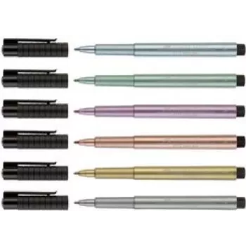 Esferográfica Faber-Castell 167351 Silver Stick, preto e prateado, 1 unidade