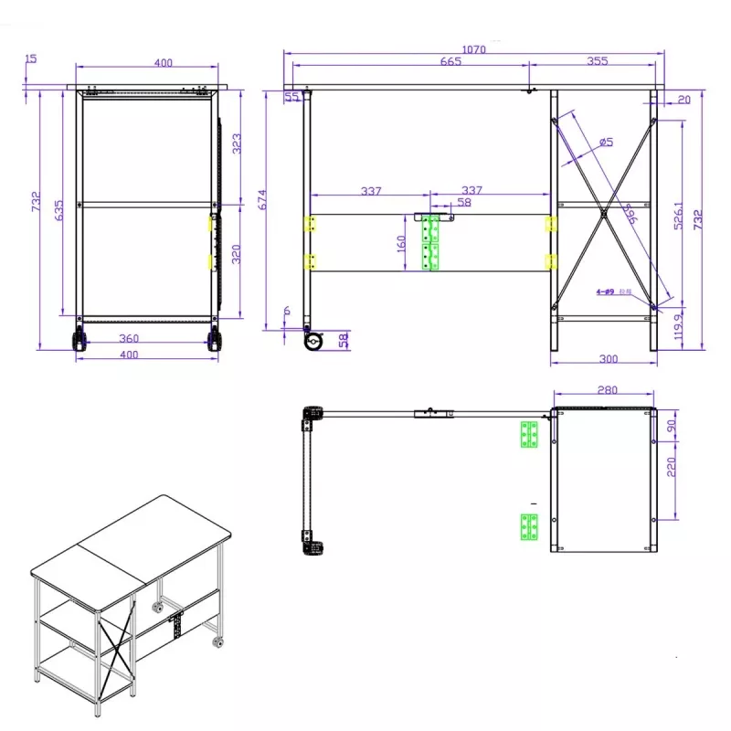 Secretária dobrável Loft Maclean, dimensões: 107 x 45 x 75 cm, máx. 150 kg, com tampo, decorativo faia clara, MC-411 W