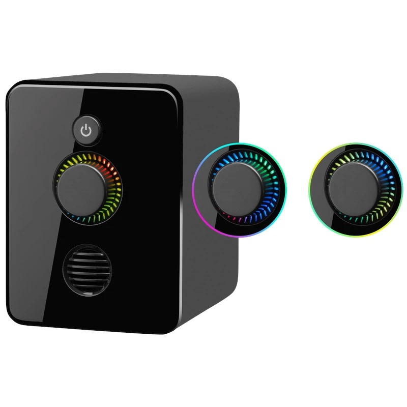 Defender V12 65212 colunas para computador 2.1, 11 W, subwoofer de 5 W, alimentadas por USB, retroiluminação LED, pretas, 115 x 130 x 223 mm