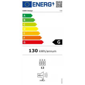 Caso | Garrafeira | WineExclusive 12 | Classe de eficiência energética G | Capacidade de garrafas 12 | Tecnologia de refrigeração Compressor | Preto