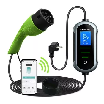 Carregador de veículo elétrico QOLTEC carregador de automóvel EV com Type2 ajustável 2in1 3,5 kW – carregador AC compacto, Type 2, 3,5 kW