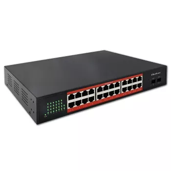 Switch de rede QOLTEC Gigabit Ethernet PoE 24xRJ45 2xSFP