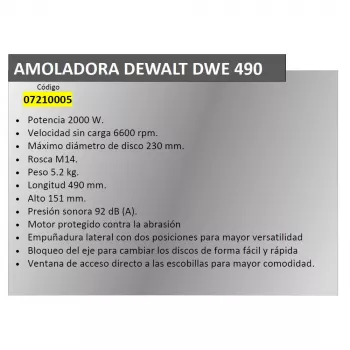 DeWALT DWE490-QS rebarbadora, 230 mm, 2000 W
