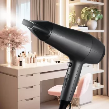 Secador de cabelo Maestro MR-217 2200 W, motor DC, 2 velocidades, função ar frio, bico de modelagem, preto-grafite