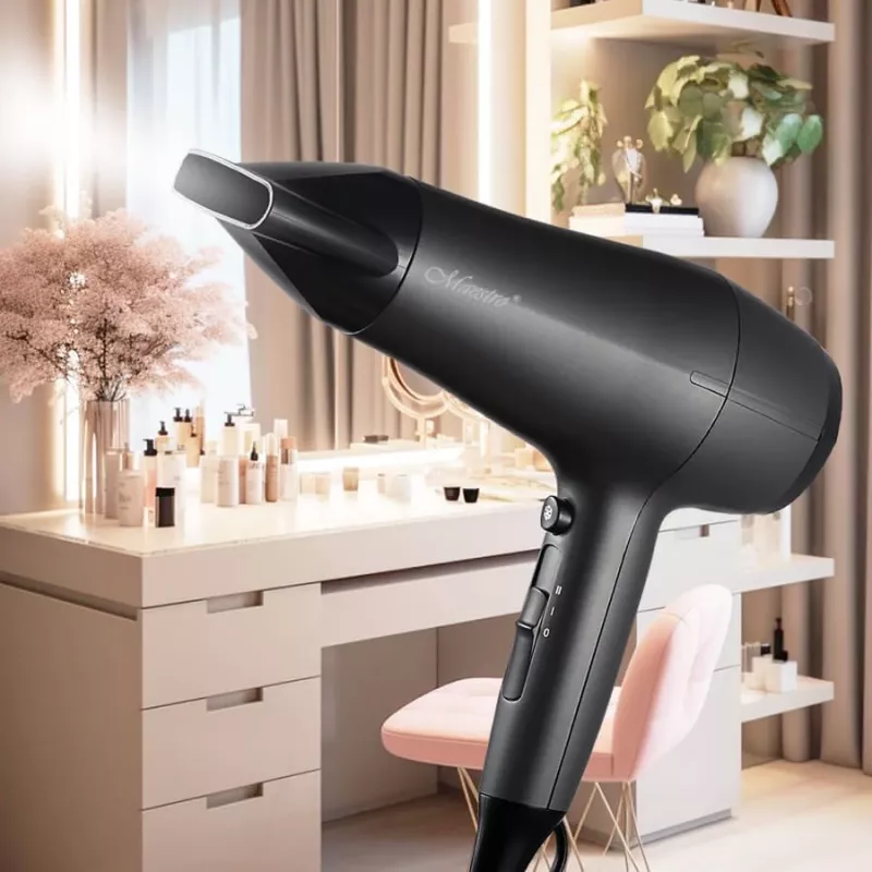Secador de cabelo Maestro MR-217 2200 W, motor DC, 2 velocidades, função ar frio, bico de modelagem, preto-grafite