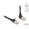 Delock - Cabo de rede - RJ-45 (M) inclinado para cima para RJ-45 (M) reto - 2,0 m - 4,5 mm - S/FTP - CAT 6a - blindado, sem halogéneos - preto (80288)
