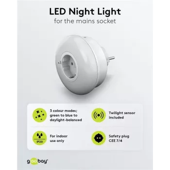 Luz noturna LED Goobay para tomada (64567)