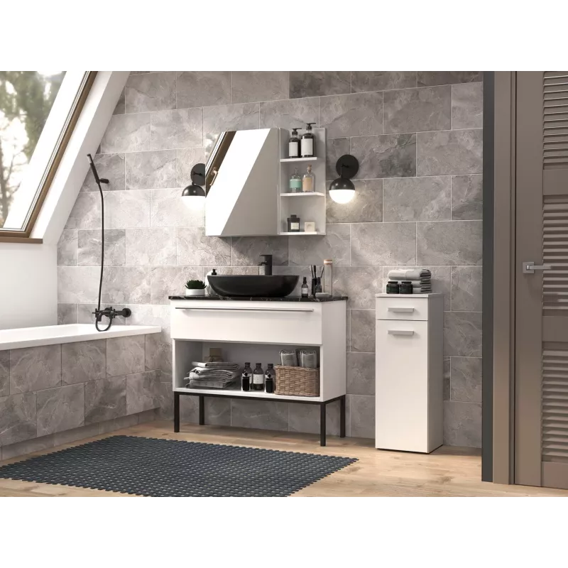 Coluna de lavatório com gaveta Top E Shop Nel 30×30×85 cm branco mate