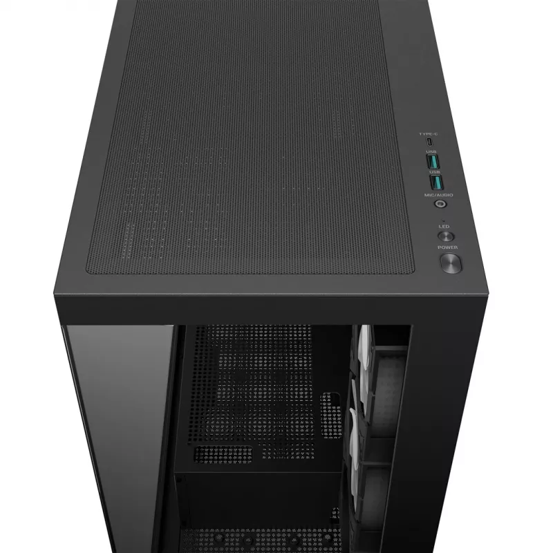 Caixa de PC DeepCool CG580 4F Midi Tower — ATX/ITX/MicroATX, vidro temperado, ventoinhas 3×120mm+1×120mm, 2×3,5 polegadas & 2×2,5 polegadas, USB-A×2 USB-C×1, preto
