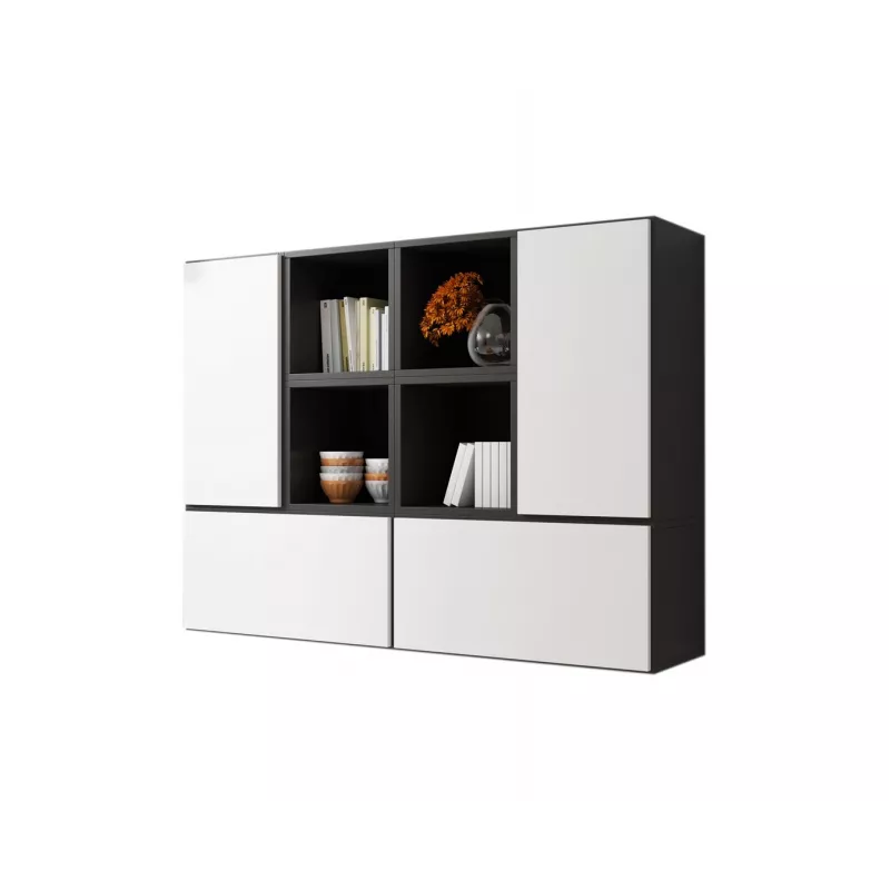 Conjunto de móveis de sala Cama ROCO 19 (4xRO3 + 4xRO6) preto/preto/branco