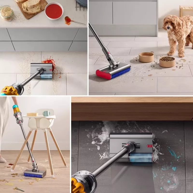 Aspirador vertical com bateria Dyson V12 Submarine 3-em-1 seco e húmido HEPA sem saco 0,35 L níquel, amarelo