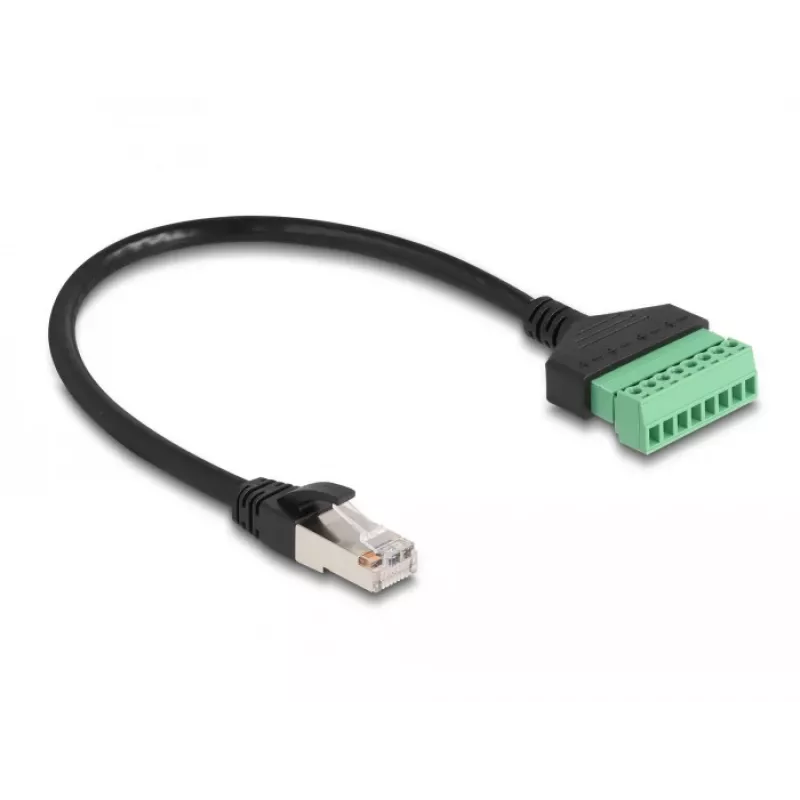 Cabo RJ45 DeLOCK Cat.6 ficha para adaptador de bloco de terminais 30 cm preto verde