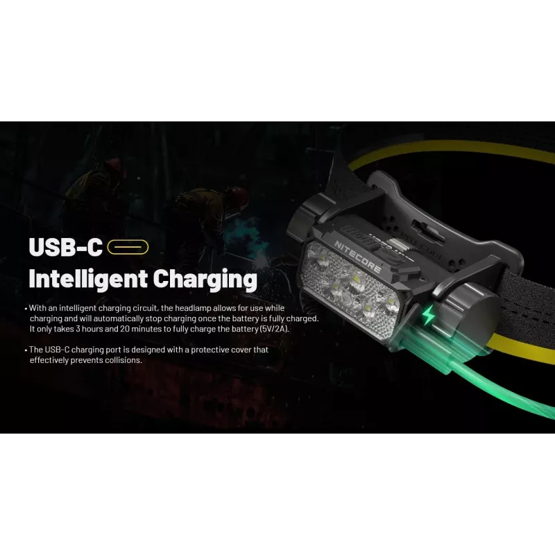 Nitecore HC70 UHE lanterna de cabeça, 1600 lm, 6 LED, IP68, recarregável por USB, alumínio, 172 g, preta