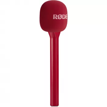 Microfone de entrevista portátil Rode Interview GO – vermelho (compacto, de mão, plug-and-play)
