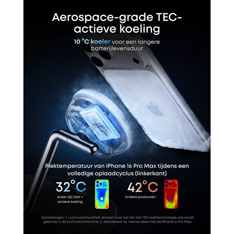 Anker Prime Wireless Charging Station Qi2.2 25W carregamento sem fios (3-em-1, MagGo, AirCool, Dock Stand) incl. fonte de alimentação