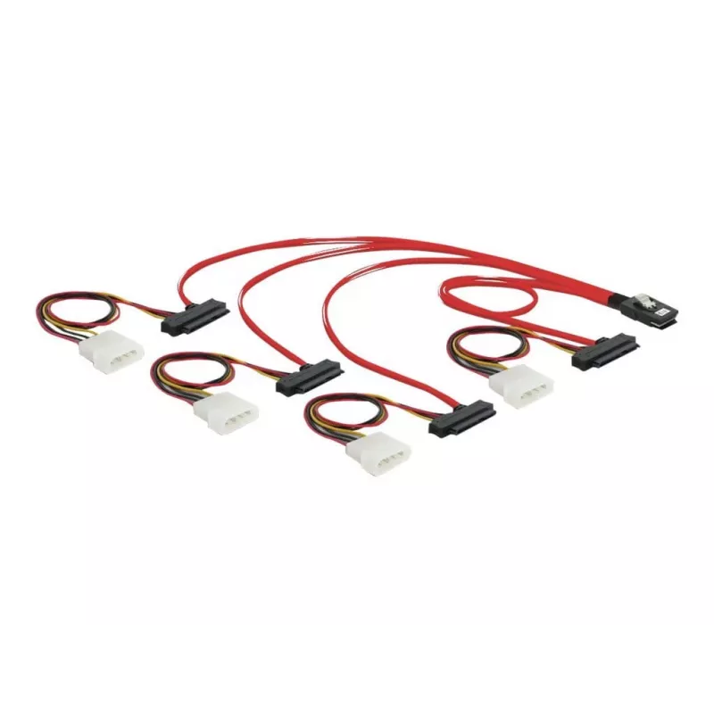 DeLOCK - Cabo SAS interno (Serial Attached SCSI) - 4-Lane - 36 pinos 4i Mini MultiLane - Alimentação interna, 4 pinos, SAS interno, 29 pinos (SFF-8482) - 50 cm (83059)