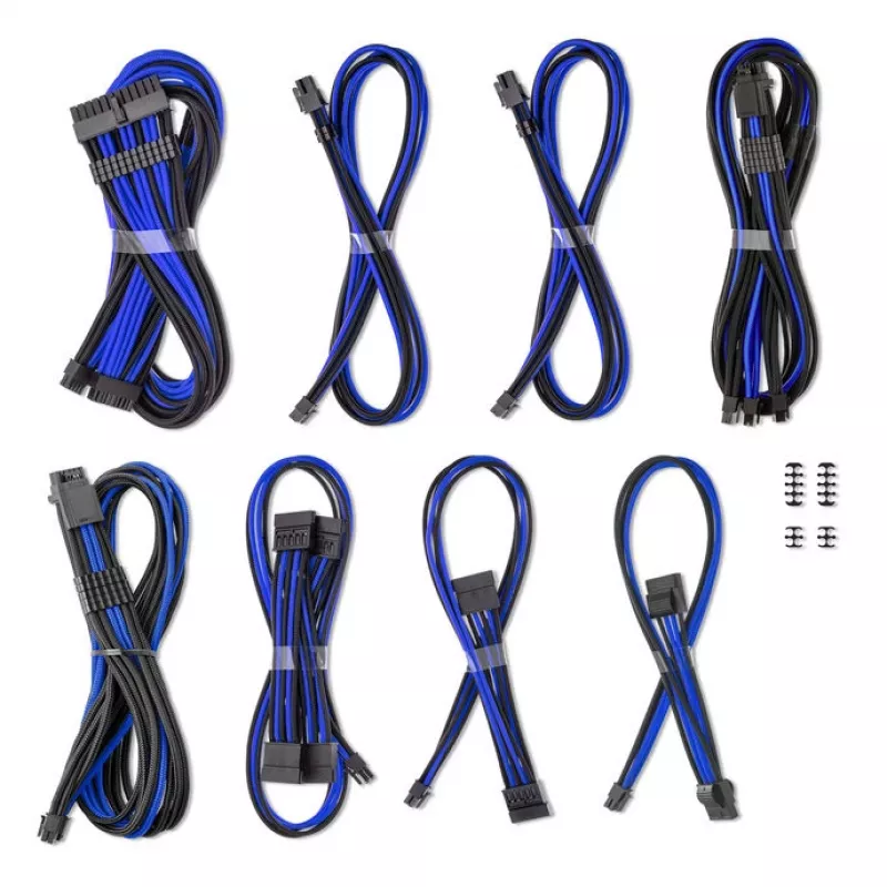 CableMod Dual Set 12V 2x6-pin para Corsair RMi/RMx – Kit de cabos de alimentação com sleeve individual, azul