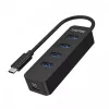 Hub USB Unitek uHUB Q4 – Hub USB 3.2 Gen 1 (Type-A) de 4 portas, Host USB-C, 5 Gbit/s, 10 W, preto