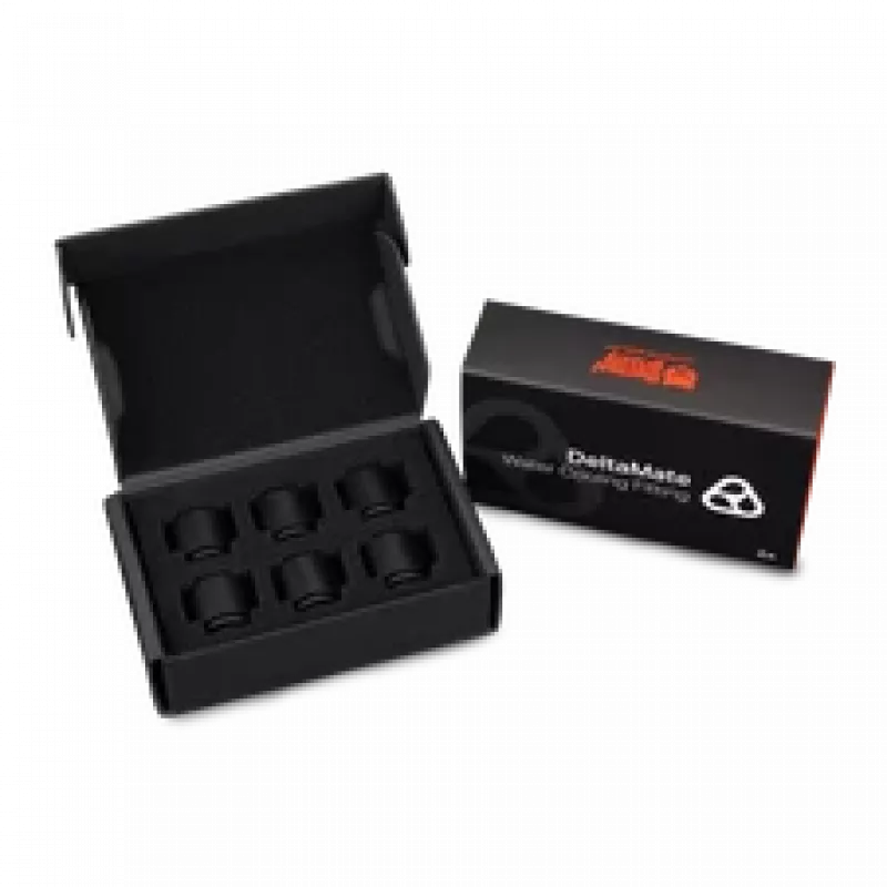 Thermal Grizzly DeltaMate Extender MF14 – conector de refrigeração líquida, preto, 6 unid. (TG-DM-FIT-6007)
