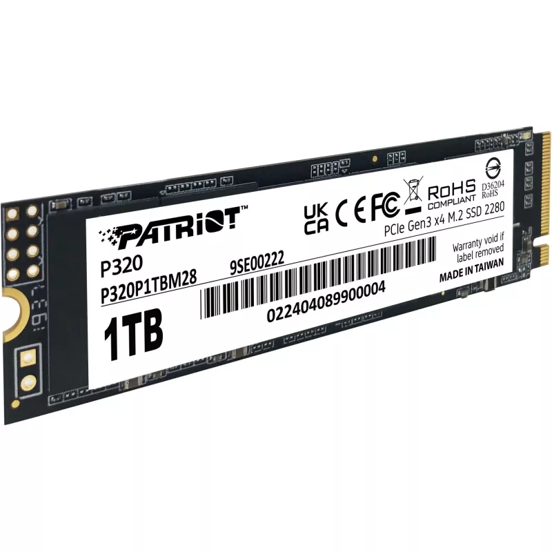 Unidade SSD Patriot P320 1 TB M.2 2280 PCIe 3.0 x4 NVMe
