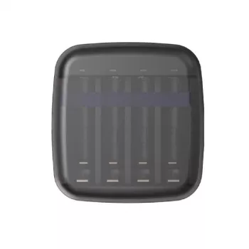 Carregador de pilhas XTAR BC4 para AA/AAA NiMH e Li-Ion, 4 slots, entrada DC/USB, preto
