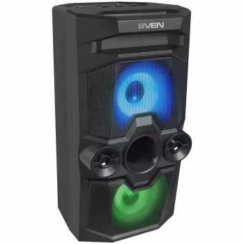 Coluna SVEN PS-650, preta (50W, TWS, Bluetooth, FM, USB, microSD, visor LED, 4000mAh)
