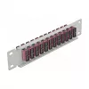 Patch panel de fibra ótica DeLOCK 10 polegadas 12 portas SC duplex violeta 1U cinzento