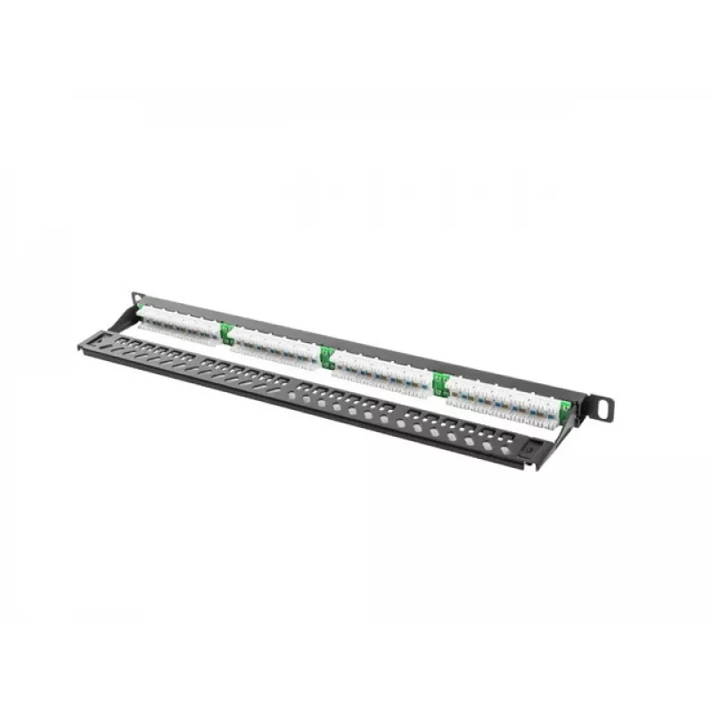 Lanberg PPU5-0024-B - RJ-45 - Cat5, Cat5e - preto - metal - montagem em rack - 0,5HE (PPU5-0024-B)
