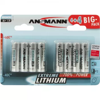 Pilha descartável Ansmann 4+4 Lithium AA