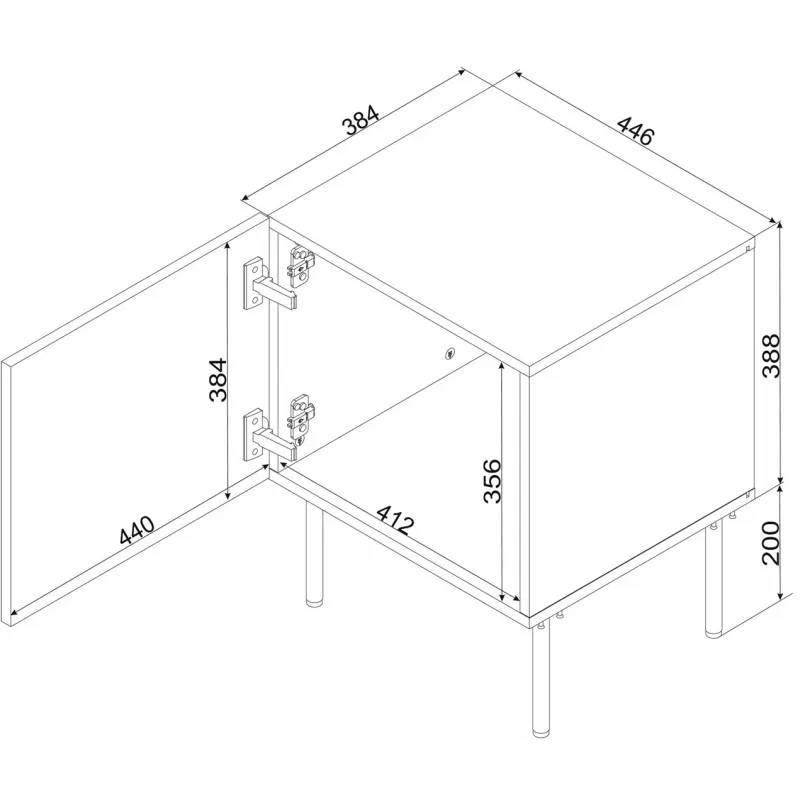 Conjunto de mesas de cabeceira 2 unid. Cama Meble ISLA 44,5×40×59 cm preto mate MDF/aglomerado