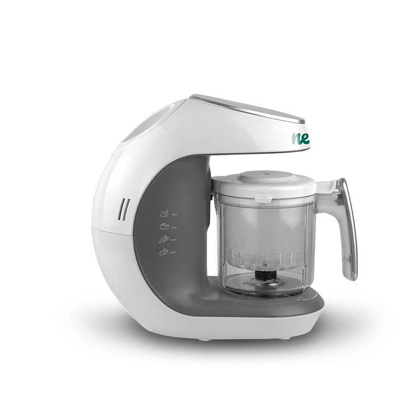Robot de cozinha para bebé neno Cibo 300 W, tigela de 0,3 L, cozer a vapor e triturar, aquecer, cinzento/branco
