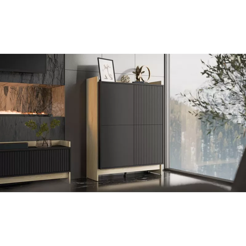 Cómoda Cama PORTO 100x38x130 carvalho/preto