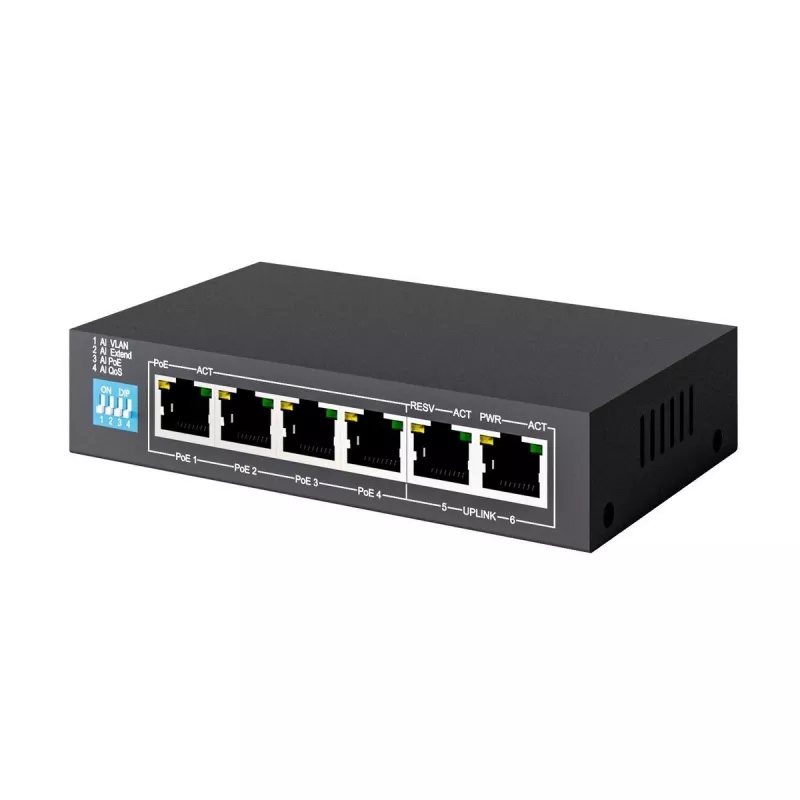 Switch não gerido Extralink EUROS V2 4x 100Mb/s PoE/PoE+