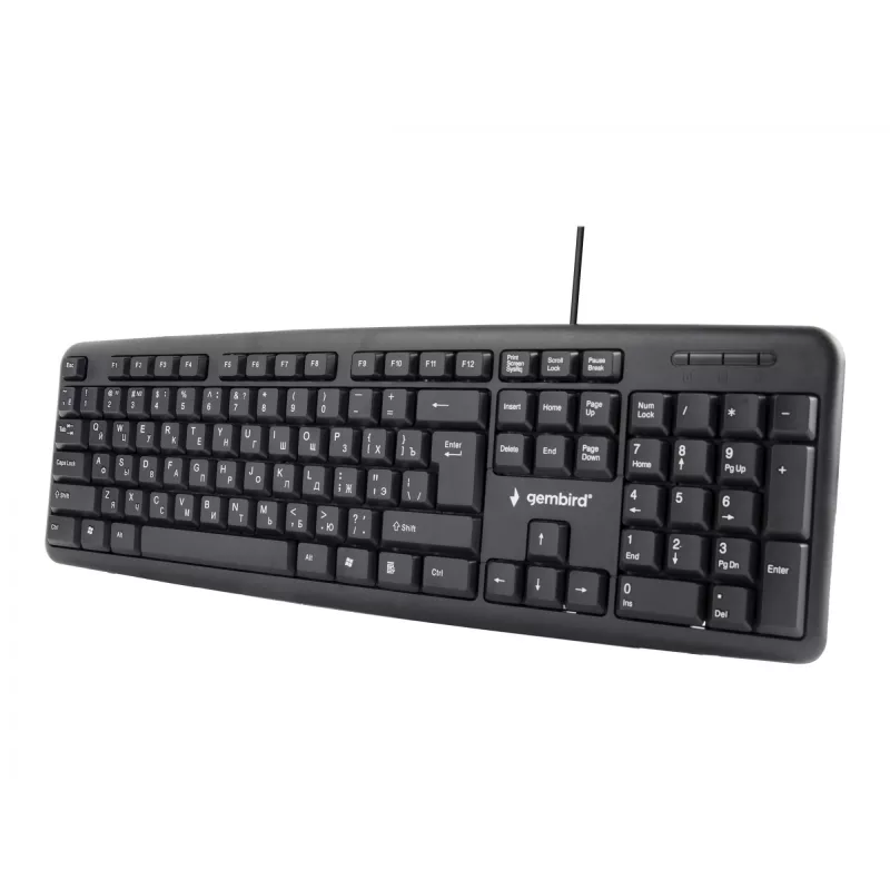 Teclado Gembird KB-U-103-RU Escritório USB QWERTY Inglês Russo Preto