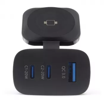 Carregador móvel RealPower 450476 Powerbank, smartwatch, tablet Preto AC Carregamento sem fios Carregamento rápido Interior