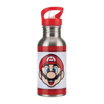 Garrafa de água metálica Paladone Super Mario com palhinha