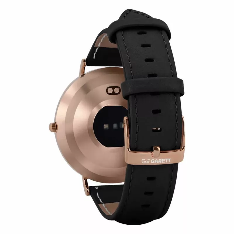 Smartwatch de couro Garett Verona dourado-preto