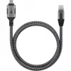 Cabo Ethernet USB-C 3.2 Gen2 macho > RJ-45 macho, adaptador LAN preto/prateado, 1,5 metros, revestimento têxtil entrançado