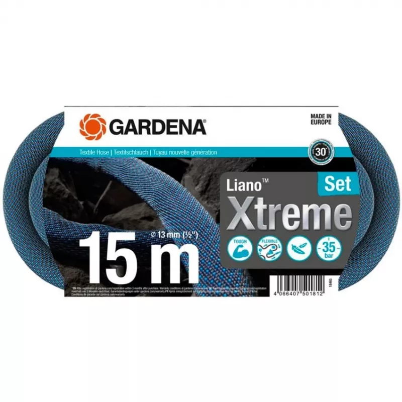 Mangueira de jardim Gardena Liano 15 m PVC preta azul cinzenta