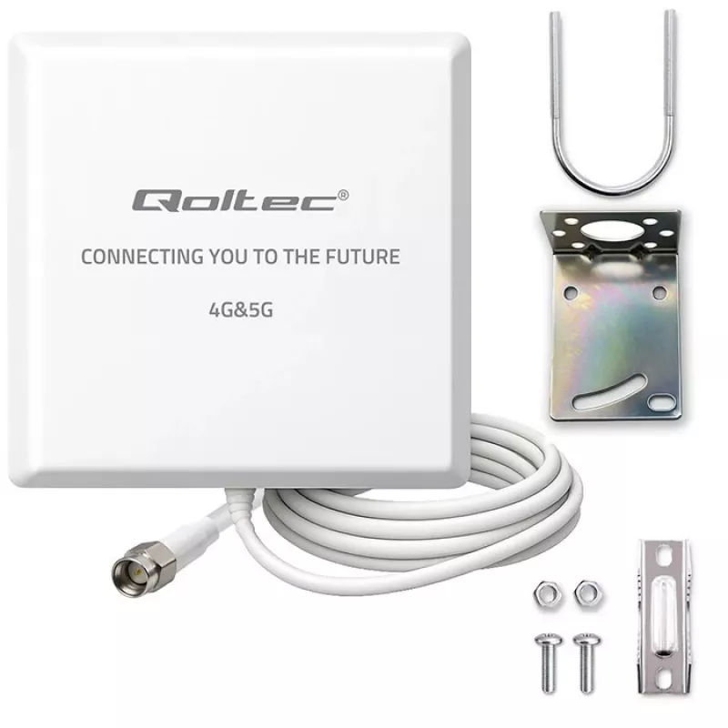 Antena 4G/5G LTE exterior QOLTEC 9 dBi com conector SMA e cabo de 3 m