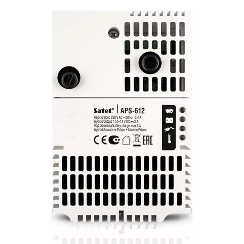 Fonte de alimentação Satel APS-612 com fios 265 V branco 122 mm x 84 mm x 78 mm