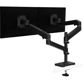 Ergotron LX Pro - conjunto de montagem (braço duplo) - para 2 ecrãs LCD - passagem de secretária - alumínio - preto - tamanho do ecrã: até 61 cm (até 24