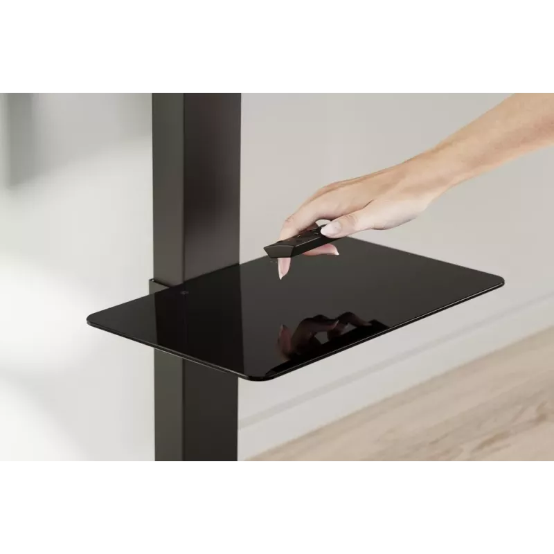 Suporte de TV de chão GEMBIRD TVS-86ST-01 para televisores de 43–86 polegadas, preto, base em vidro temperado, VESA 100x100–600x400, máx. 60 kg